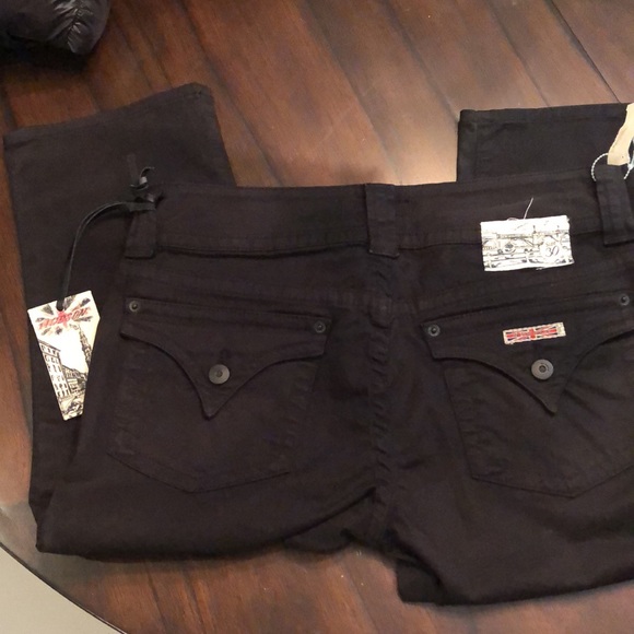 💫 Hudson Jeans cropped black brushed cotton button back pocket pants - Picture 3 of 12